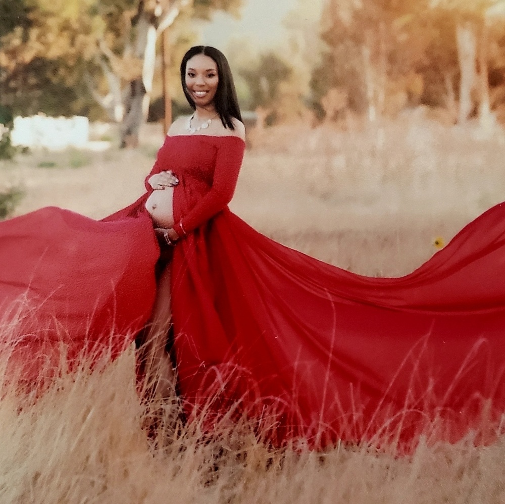 3 Piece Red Maternity shoot Dress